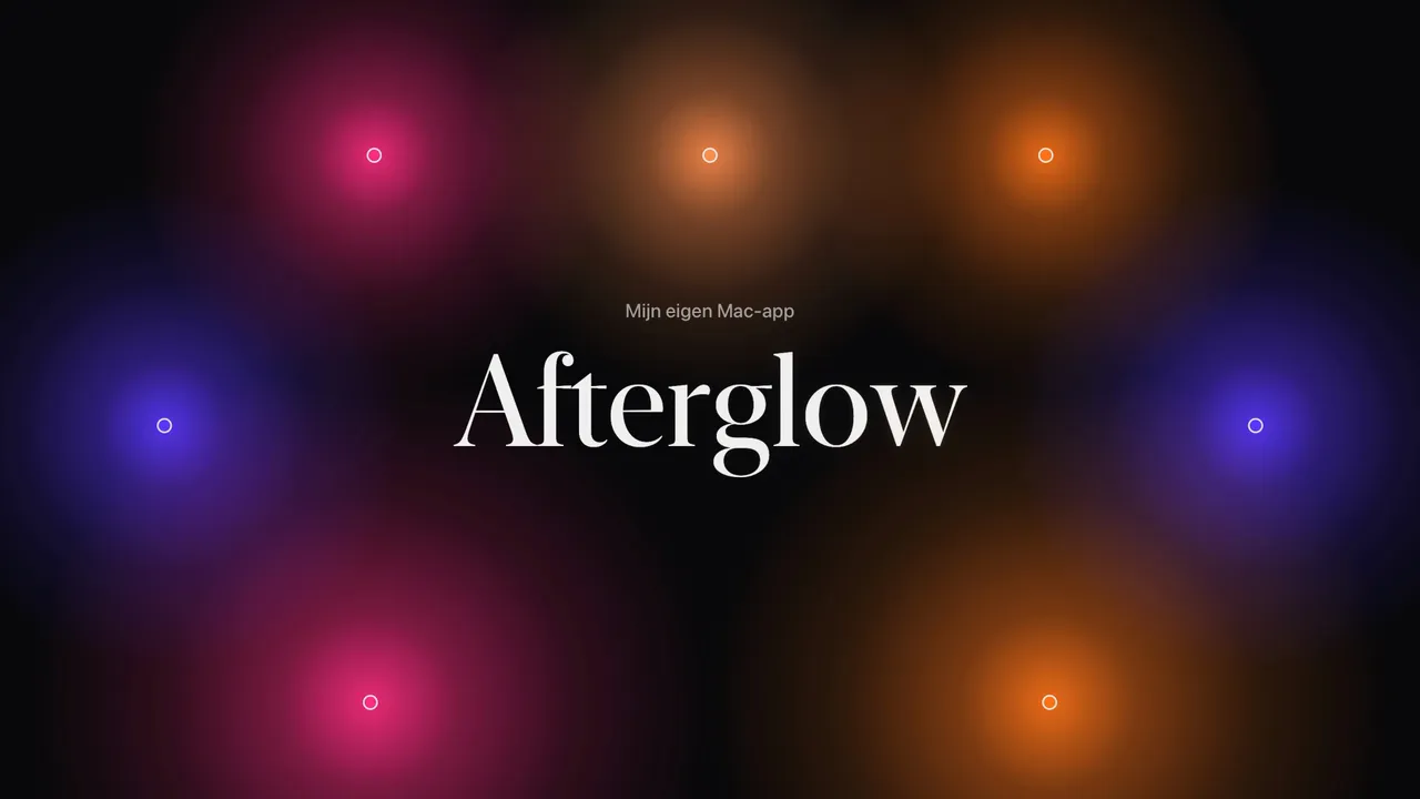 Korte opname van Afterglow: lampen die de kleuren van het scherm volgen, en scènes als een haardvuur en noorderlicht