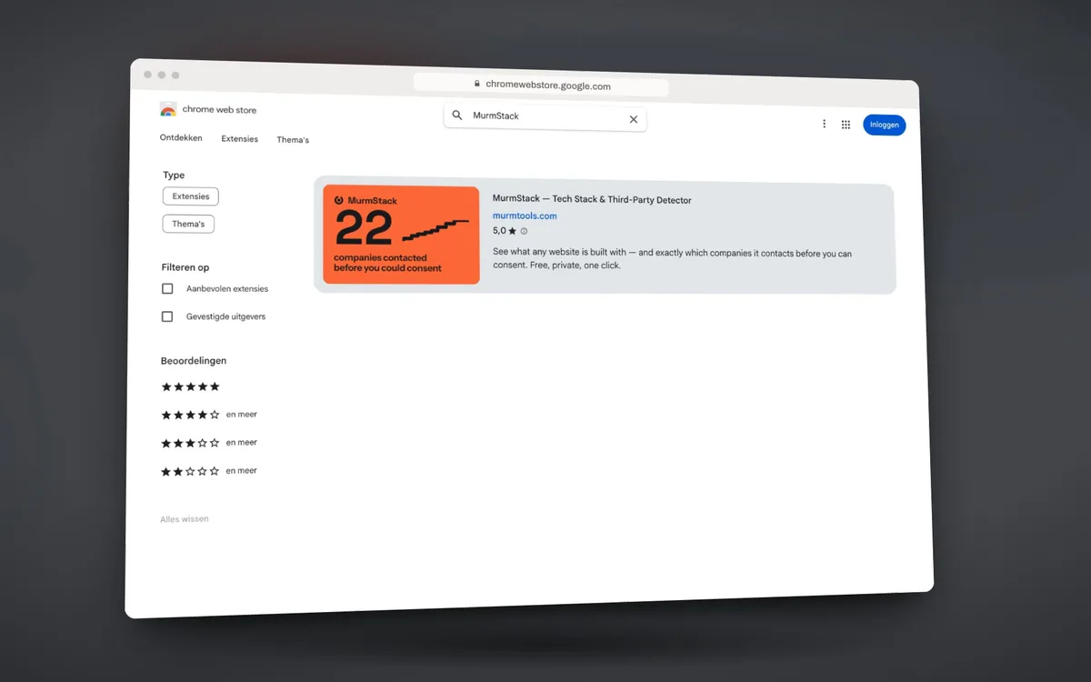 Short recording of the Chrome Web Store with MurmStack, MurmSpy and MurmAds
